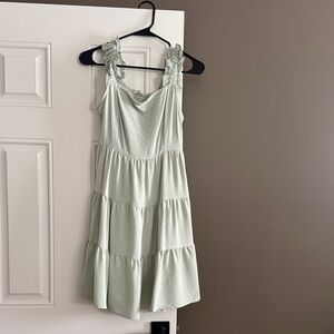 Light Sage Tiered Sundress with Ruffled Straps